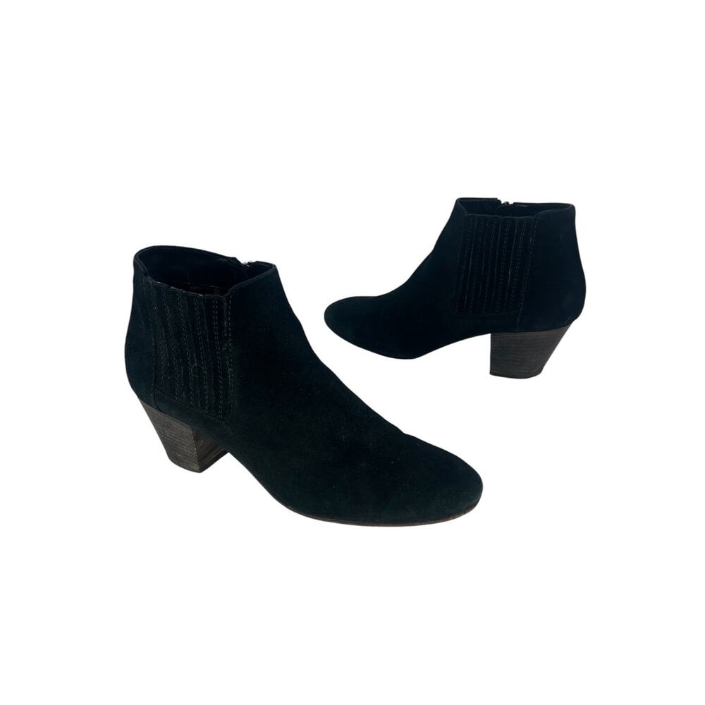 Aquatalia Suede Interior Zip Ankle Boots Black 7.5